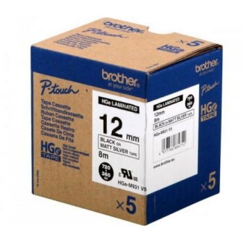 BROTHER Fita Alta Calidad 8m Plateado/Preto (Pack 5Ud)12mm , Brother , BROHGEM931V5 , 4977766684712
